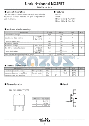 ELM32416LA-S datasheet - Single N-channel MOSFET