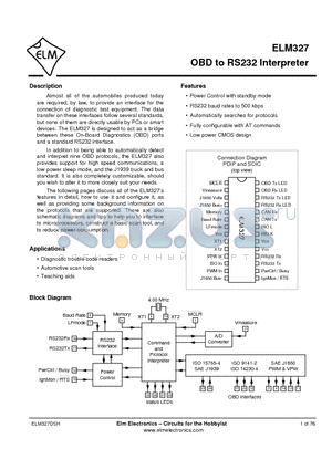 ELM327 datasheet - OBD to RS232 Interpreter