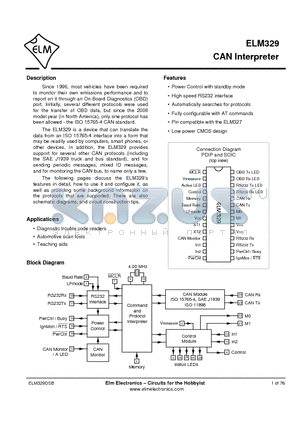 ELM329SM datasheet - CAN Interpreter