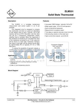 ELM331 datasheet - Solid State Thermostat