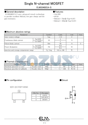ELM33402CA-S datasheet - Single N-channel MOSFET