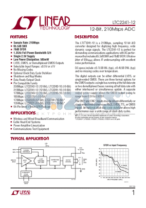 LTC2241-12 datasheet - 12-Bit, 210Msps ADC