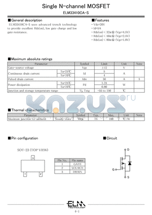 ELM33410CA-S datasheet - Single N-channel MOSFET