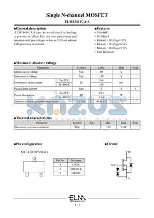 ELM33414CA-S datasheet - Single N-channel MOSFET