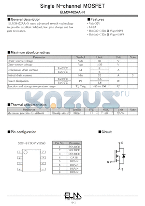 ELM34402AA-S datasheet - Single N-channel MOSFET