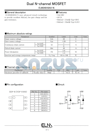 ELM34810AA-S datasheet - Dual N-channel MOSFET