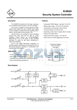 ELM365P datasheet - SECURITY SYSTEM CONTROLLER