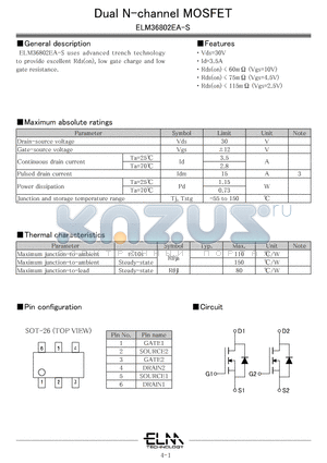 ELM36802EA-S datasheet - Dual N-channel MOSFET