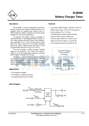 ELM380 datasheet - BATTERY CHARGER TIMER