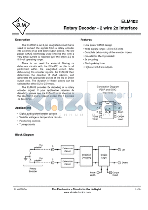 ELM402 datasheet - Rotary Decoder - 2 wire 2x Interface