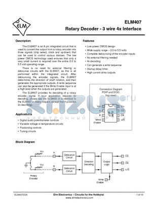 ELM407 datasheet - Rotary Decoder - 3 wire 4x Interface