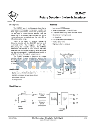 ELM407SM datasheet - Rotary Decoder - 3 wire 4x Interface