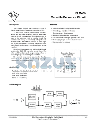 ELM409 datasheet - Versatile Debounce Circuit