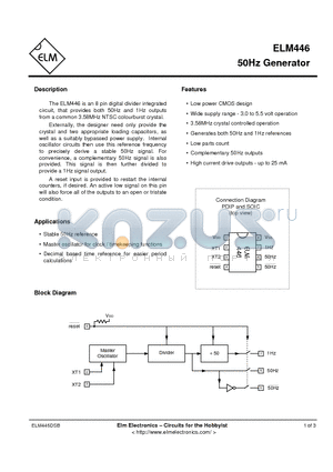 ELM446 datasheet - 50 HZ GENERATOR