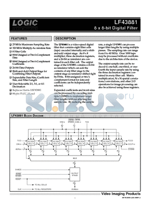 LF43881JC40 datasheet - 8 x 8-bit Digital Filter
