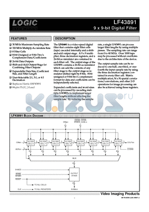 LF43891 datasheet - 9 x 9-bit Digital Filter