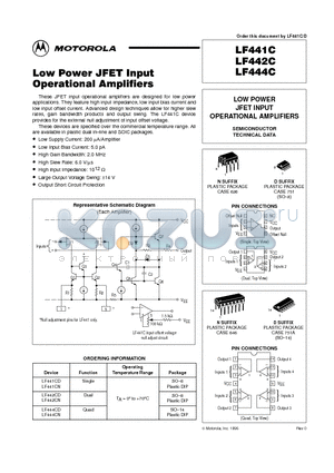 LF442CD datasheet - LOW POWER JFET INPUT OPERATIONAL AMPLIFIERS