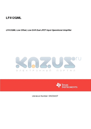 LF412QML datasheet - LF412QML Low Offset, Low Drift Dual JFET Input Operational Amplifier