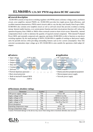 ELM610DA-N datasheet - 1.3A 36V PWM step down DC/DC converter