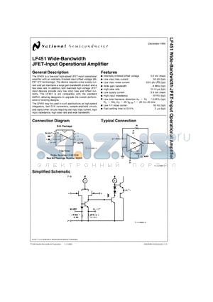 LF451 datasheet - LF451 Wide-Bandwidth JFET-Input Operational Amplifier
