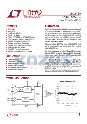 LTC2262-14 datasheet - 16-Bit, 20Msps Low Power ADC