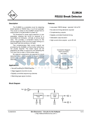 ELM626P datasheet - RS232 Break Detector