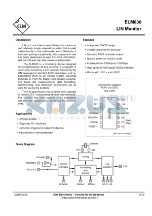 ELM630P datasheet - LIN Monitor