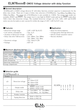 ELM7622HAB-S datasheet - CMOS Voltage detector with delay function