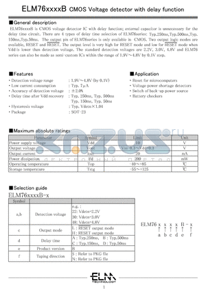 ELM7630HBB-N datasheet - CMOS Voltage detector with delay function