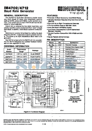 IM4702 datasheet - BAUD RATE GENERATOR