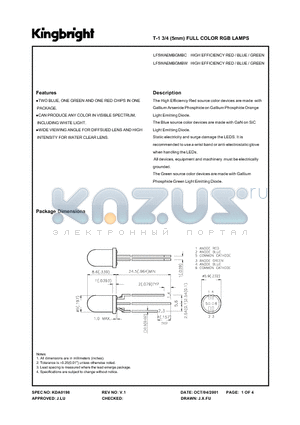 LF5WAEMBGMBW datasheet - T-1 3/4 (5mm) FULL COLOR RGB LAMPS