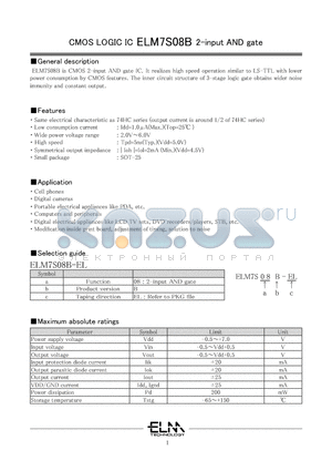 ELM7S08B datasheet - CMOS LOGIC IC 2-input AND gate