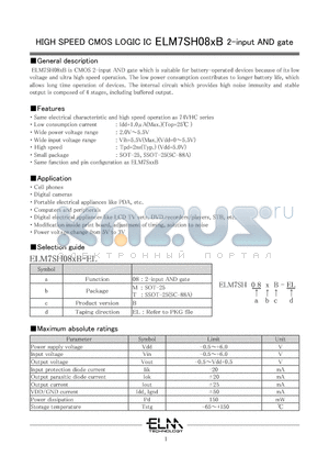 ELM7SH08XB datasheet - HIGH SPEED CMOS LOGIC IC 2-input AND gate