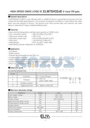 ELM7SH32XB datasheet - HIGH SPEED CMOS LOGIC IC 2-input OR gate