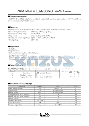 ELM7SU04B datasheet - CMOS LOGIC IC Unbuffer Inverter