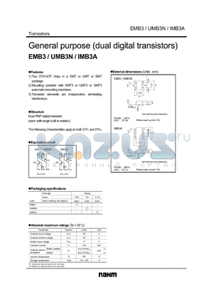 IMB3A datasheet - General purpose (dual digital transistors)