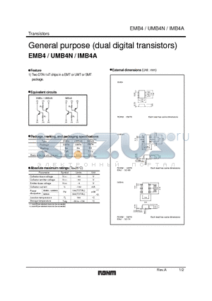 IMB4A datasheet - General purpose (dual digital transistors)