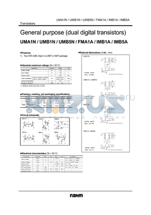 IMB5A datasheet - General purpose (dual digital transistors)