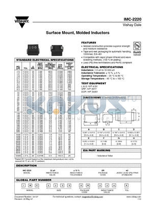 IMC-2220_07 datasheet - Surface Mount, Molded Inductors