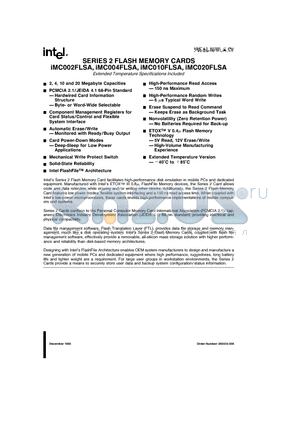 IMC004FLSA datasheet - SERIES 2 FLASH MEMORY CARDS iMC002FLSA, iMC004FLSA, iMC010FLSA, iMC020FLSA