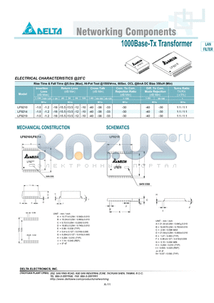 LF9214 datasheet - 1000Base-Tx Transformer
