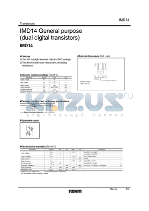 IMD14 datasheet - IMD14 General purpose (dual digital transistors)