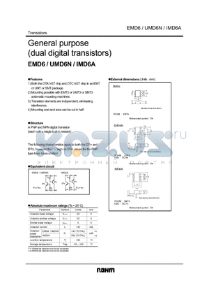 IMD6A datasheet - General purpose (dual digital transistors)