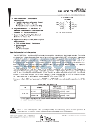 LFC789D25CPWR datasheet - DUAL LINEAR FET CONTROLLER