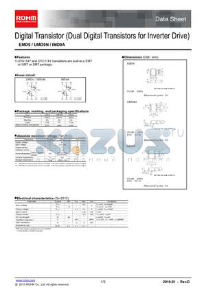 IMD9A datasheet - Digital Transistor (Dual Digital Transistors for Inverter Drive)