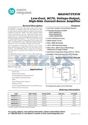 MAX4073F_12 datasheet - Low-Cost, SC70, Voltage-Output, High-Side Current-Sense Amplifier