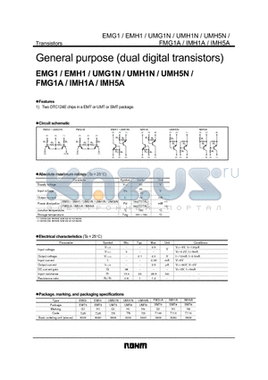 IMH1A datasheet - General purpose (dual digital transistors)