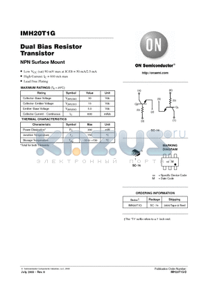 IMH20T1G datasheet - Dual Bias Resistor Transistor
