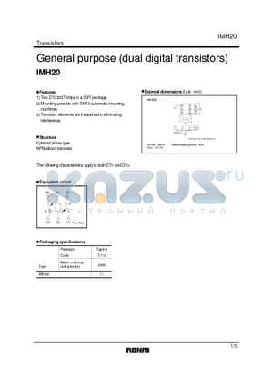 IMH20 datasheet - General purpose (dual digital transistors)