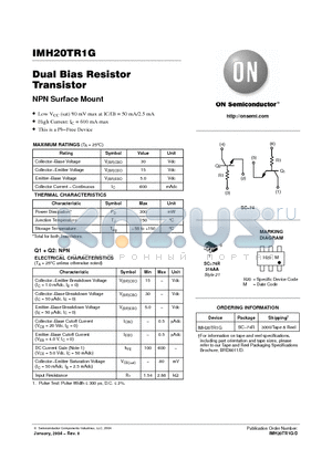 IMH20TR1G datasheet - Dual Bias Resistor Transistor